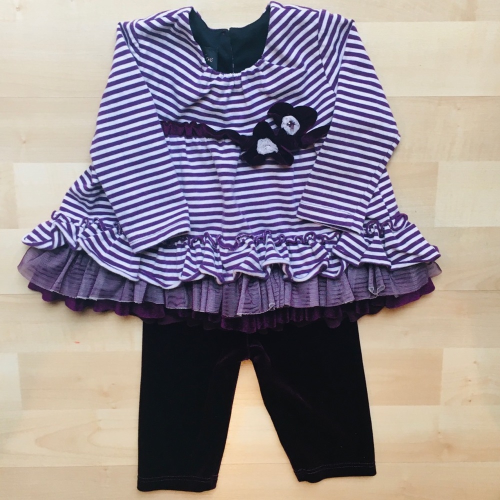 ISOBELLA & CHLOE Purple Striped Flower Set (6m)